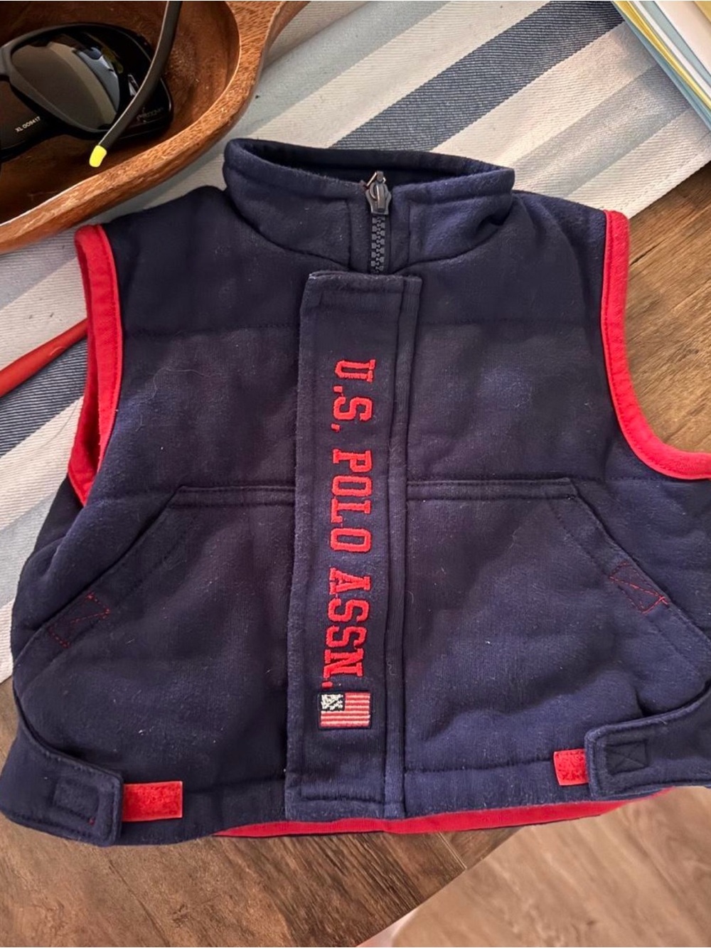 U.S. Polo Assn. Navy and Red Kids Quilted Vest